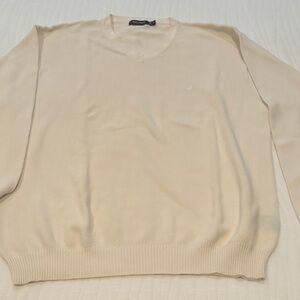 Nautica Men's V-Neck Sweater in Light Cream